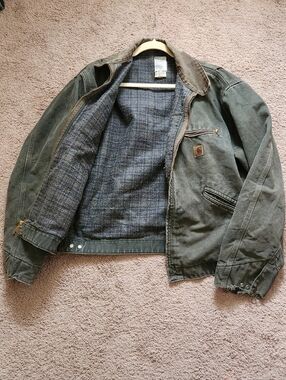 Carhartt Vintage (2003) J97 MOS Detroit Jacket Moss Green Blanket Lined XL